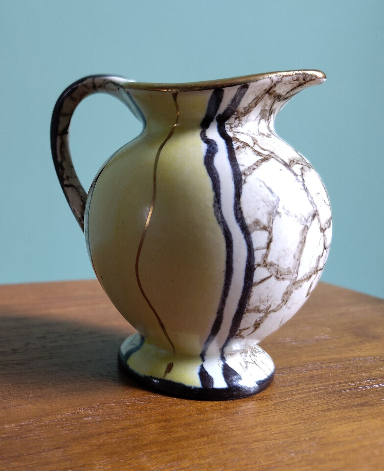 Early 20th Century German Jugendstil Miniature Jug (8 Cm) — Hand‑Decorated Panels, Gold Rim, Excellent Condition photo furniture