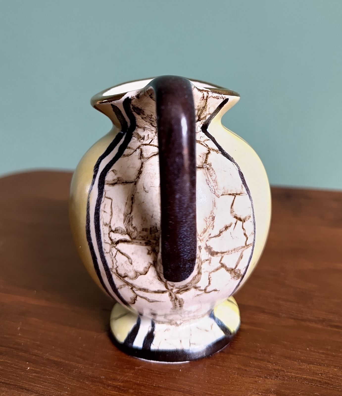225.0 Early 20th Century German Jugendstil Miniature Jug (8 Cm) — Hand‑Decorated Panels, Gold Rim, Excellent Condition photo