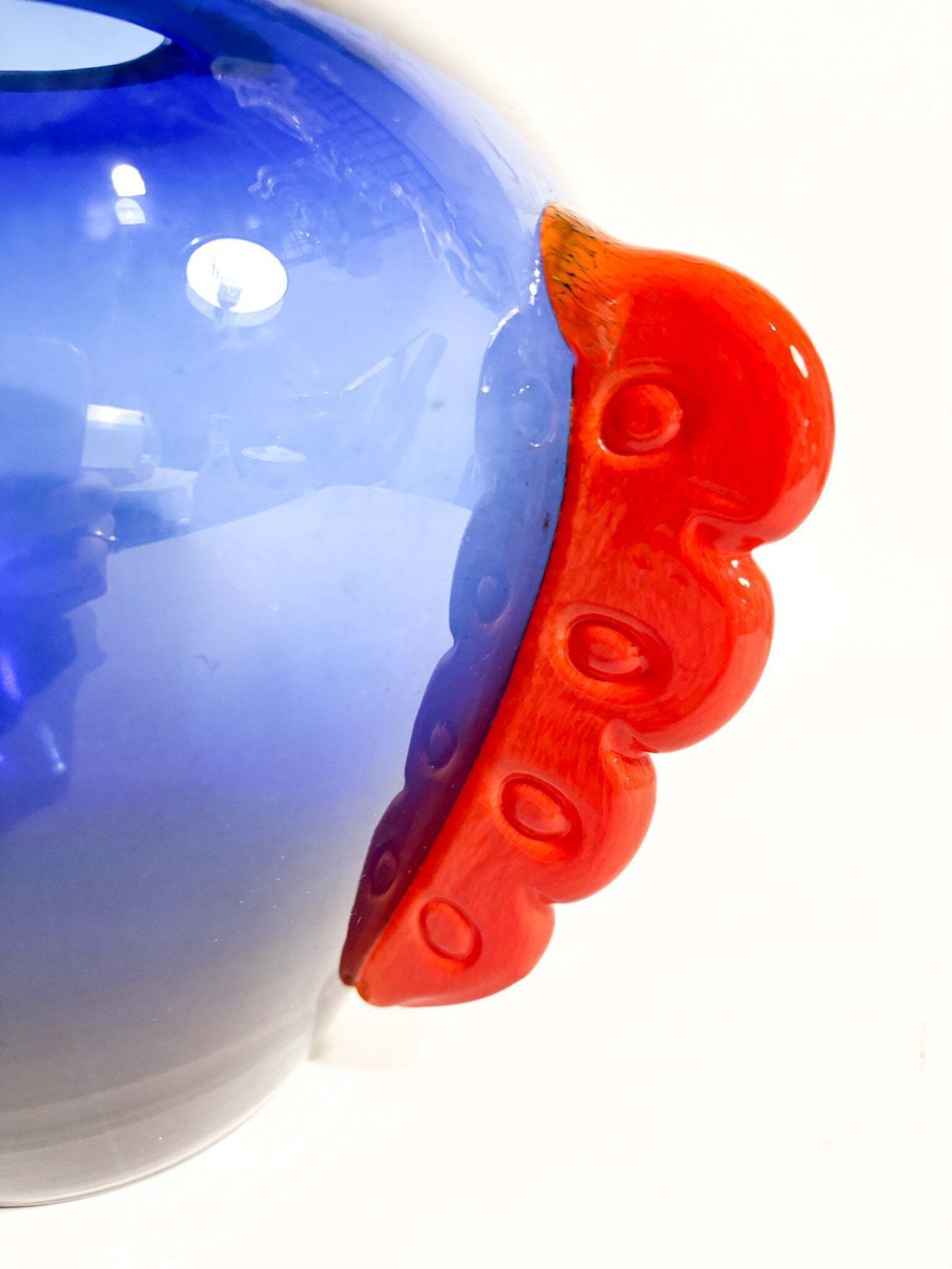 312.0 Blue And Orange Murano Glass Vase From The 1980s photo