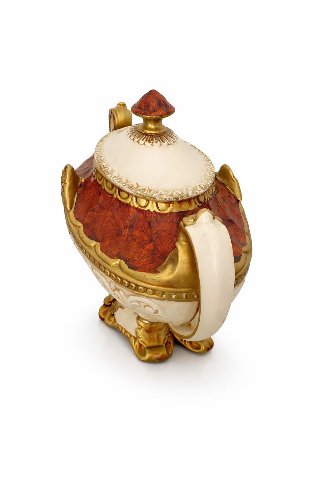 Antique Hand Painted Porcelain Urn With Lid & Gilt Detailing | Continental, C.1900 photo buy