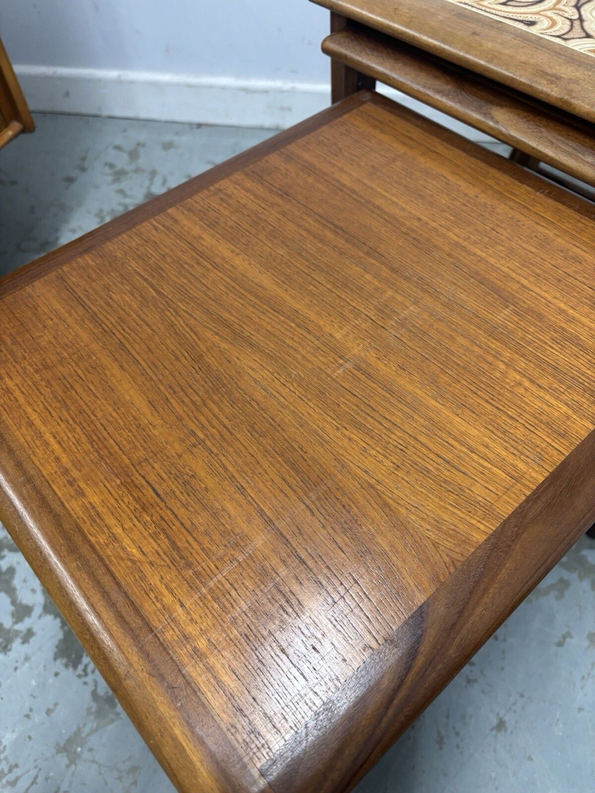 G Plan Mid Century Nest Of Tables Teak Tile Top Side Tables Vintage Retro Set photo vintage
