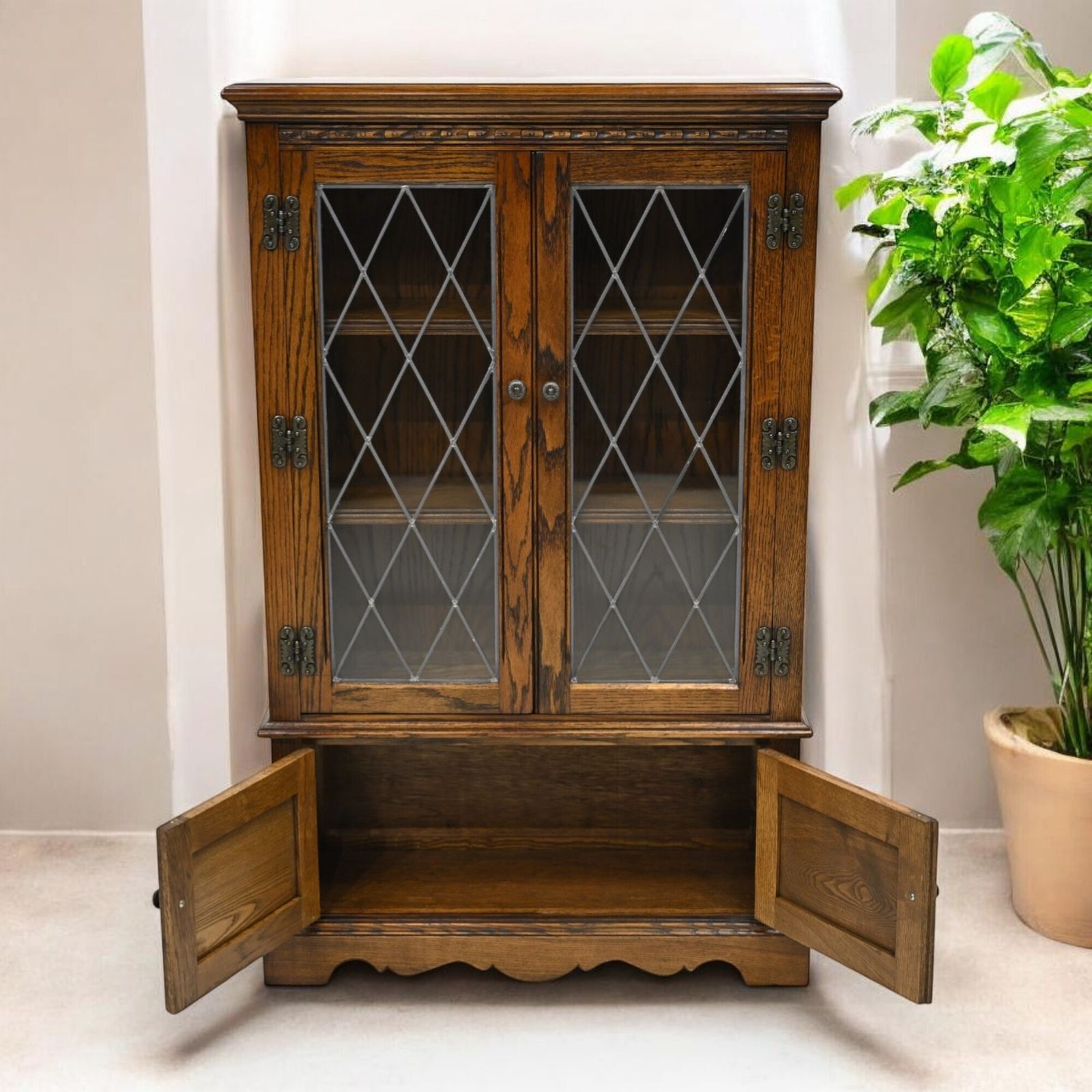 Old Charm Vintage Display Cabinet 2 Shelves Light Oak Free Uk Delivery