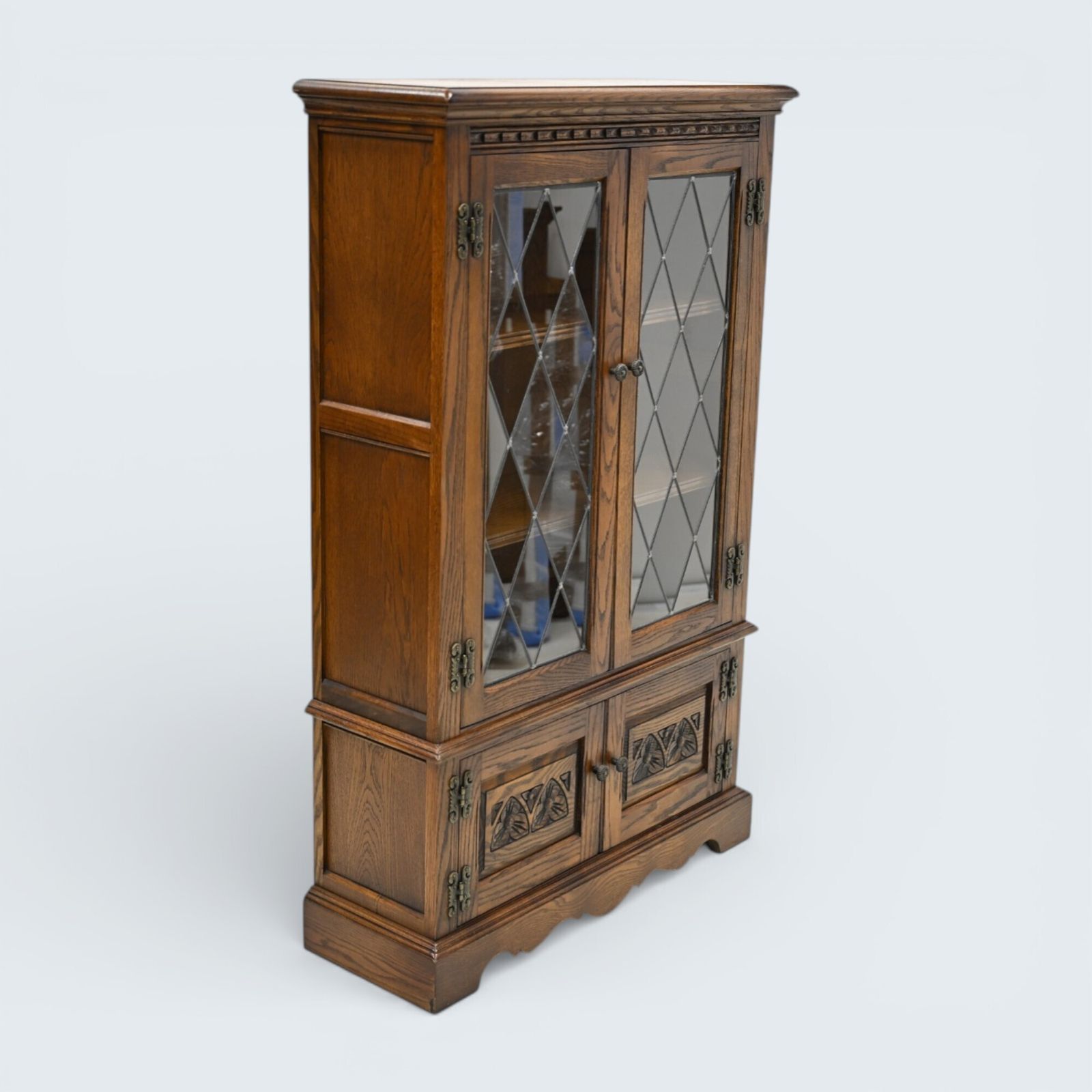Old Charm Vintage Display Cabinet 2 Shelves Carvings Free Uk Delivery photo vintage