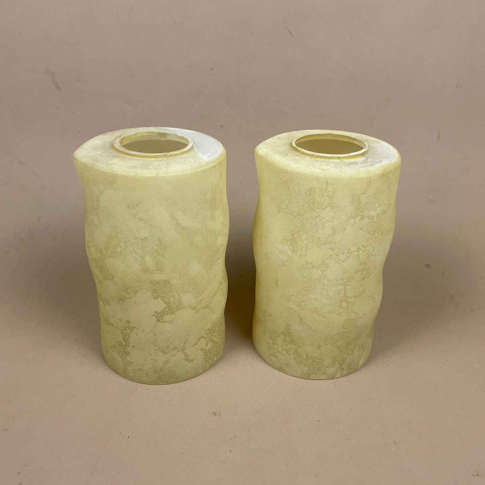 Pair Of Glass French Lamp Shade Cylinder Pendant Lampshade Tiffany Lightshade Light Cream Pendant Art Deco Marbled Pattern Patterned 2 photo for sale