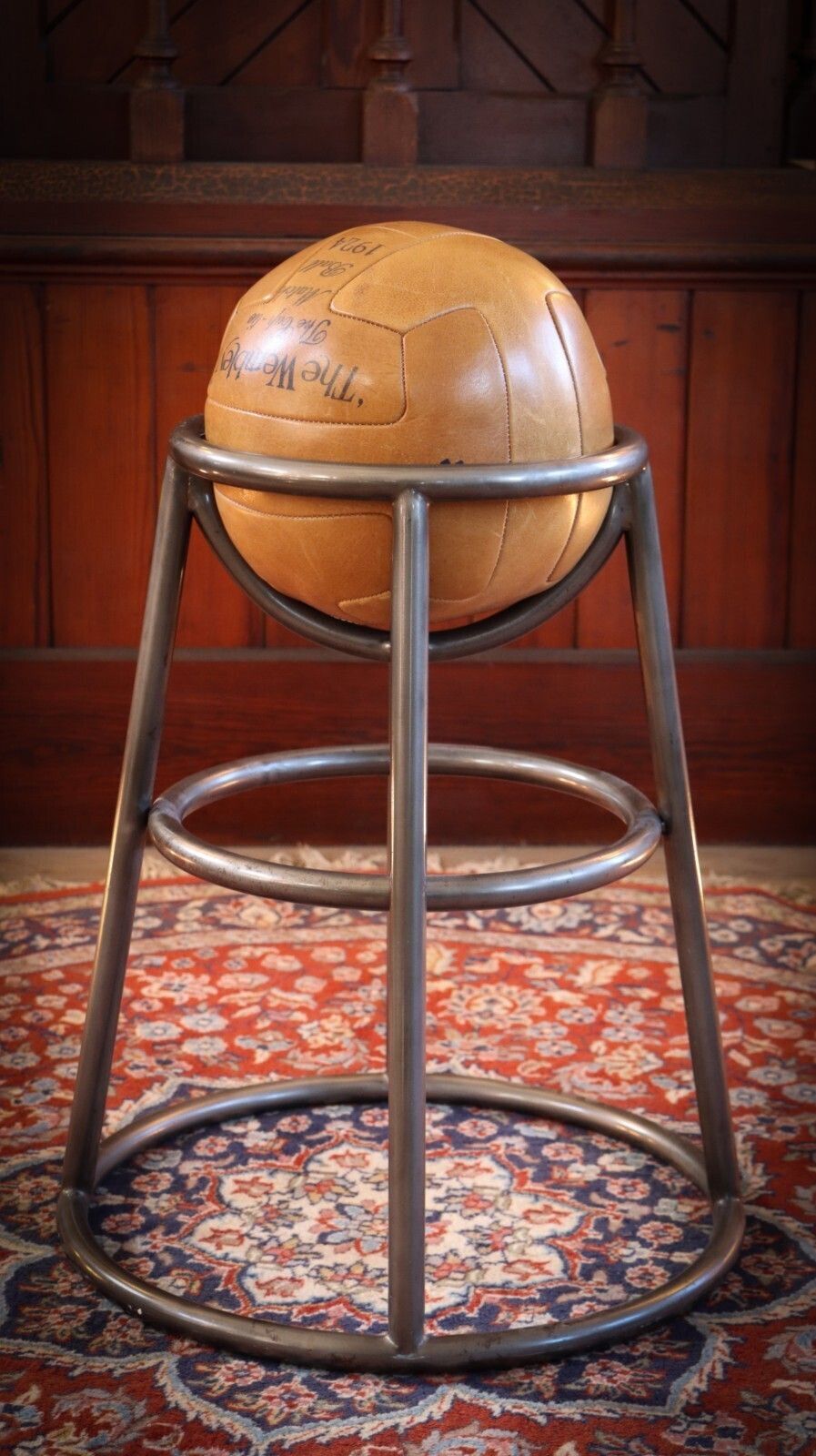 photo furniture Rare Timothy Oulton Barball Stool Summer Of Sports Range Leather Football Seat