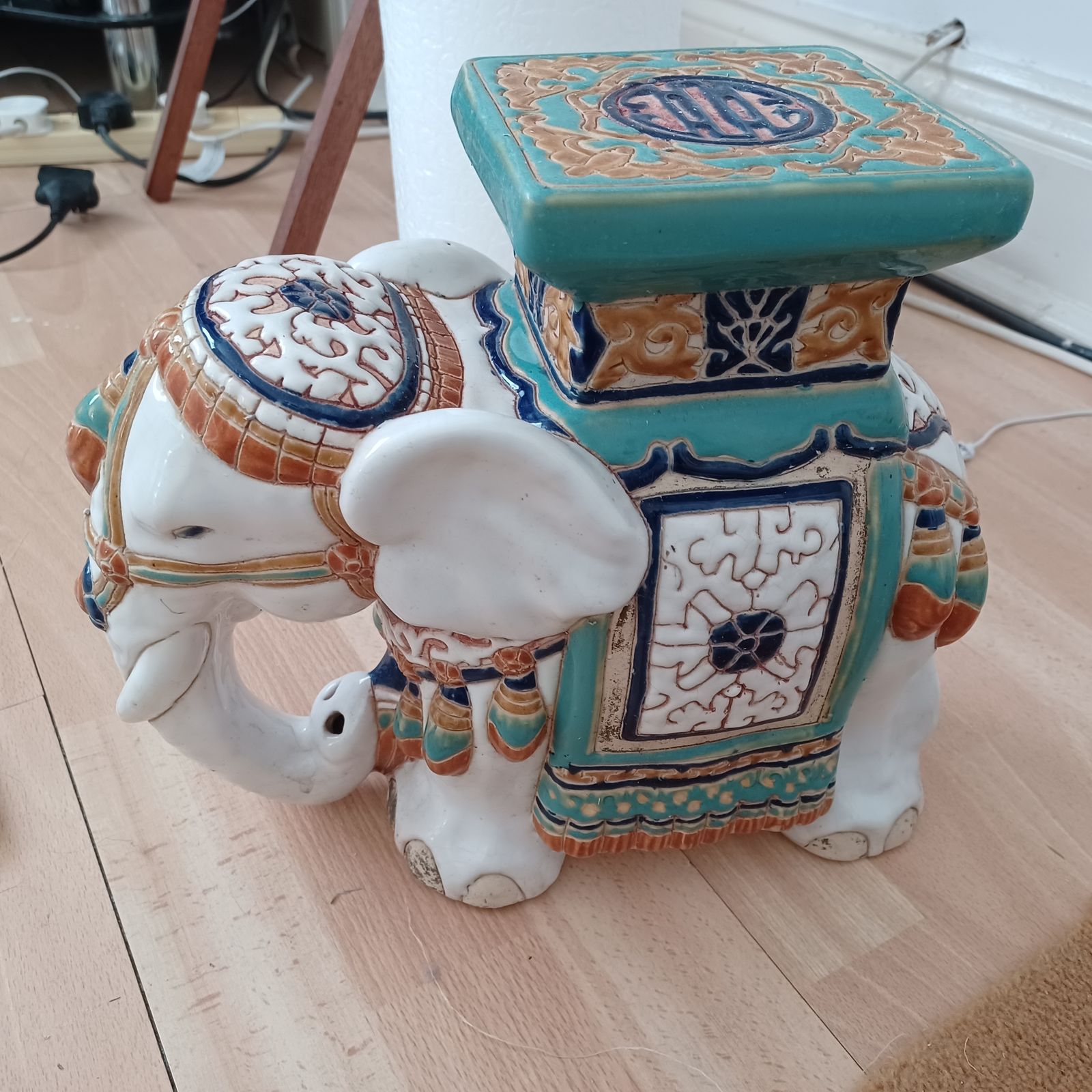 Plant Stand Ceramic Vintage Elephant Indian Style Garden Pot photo for sale