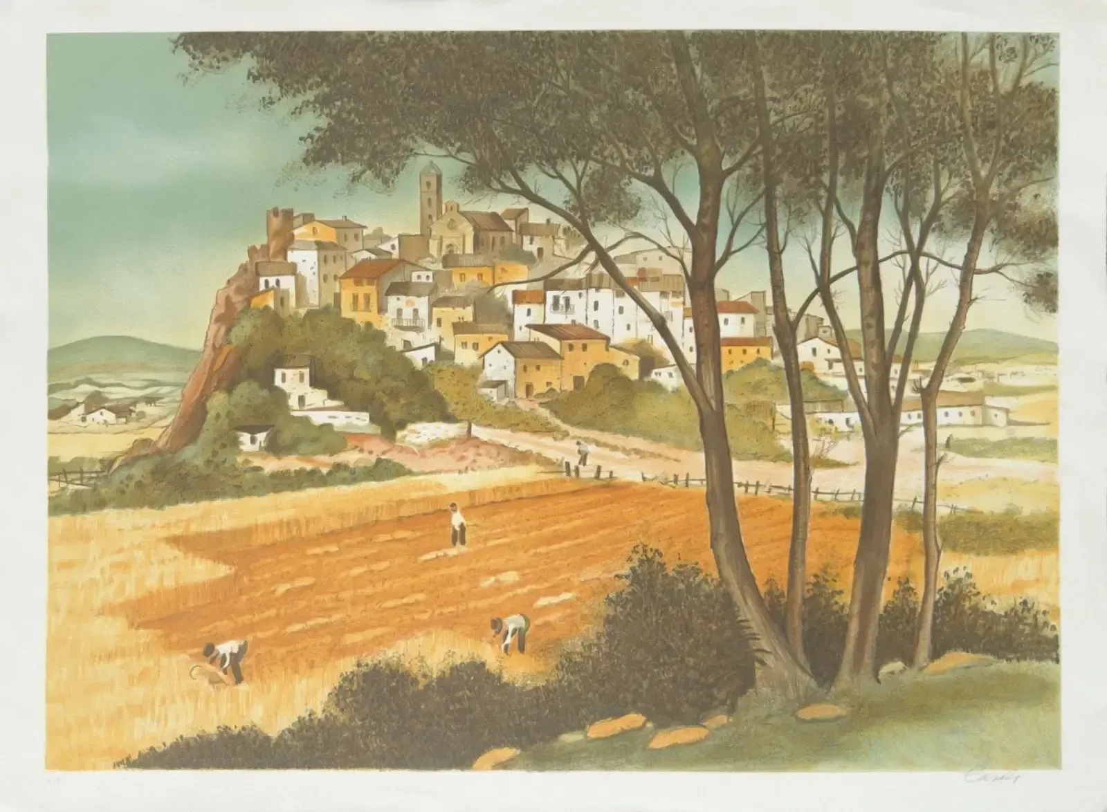 Amadeu Casals Signed And Numbered Lithograph Landscape Of Catalonia 1985 Art España