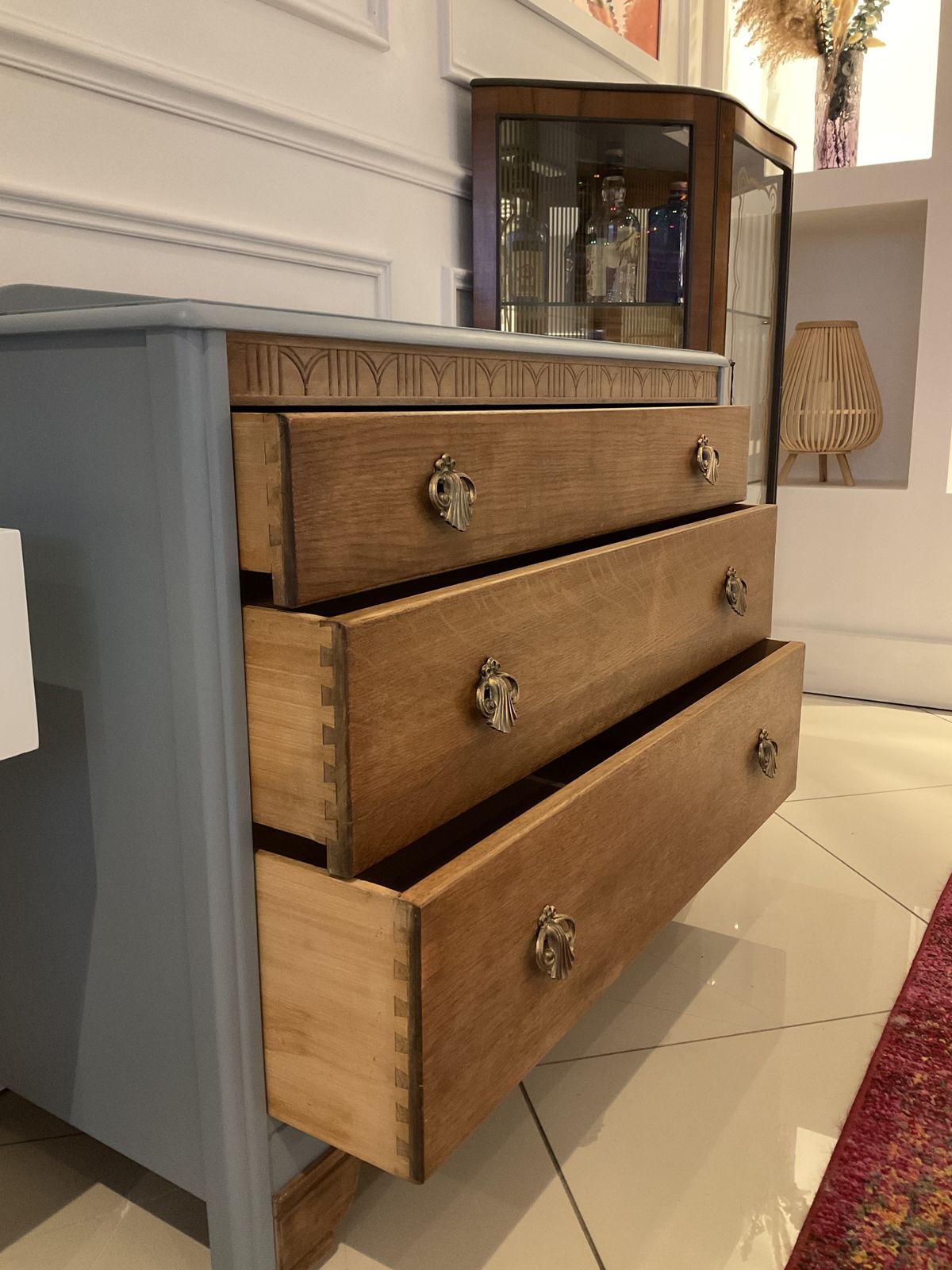 425.0 Harris Lebus Mcm Vintage 3 Drawer Chest Of Drawers photo