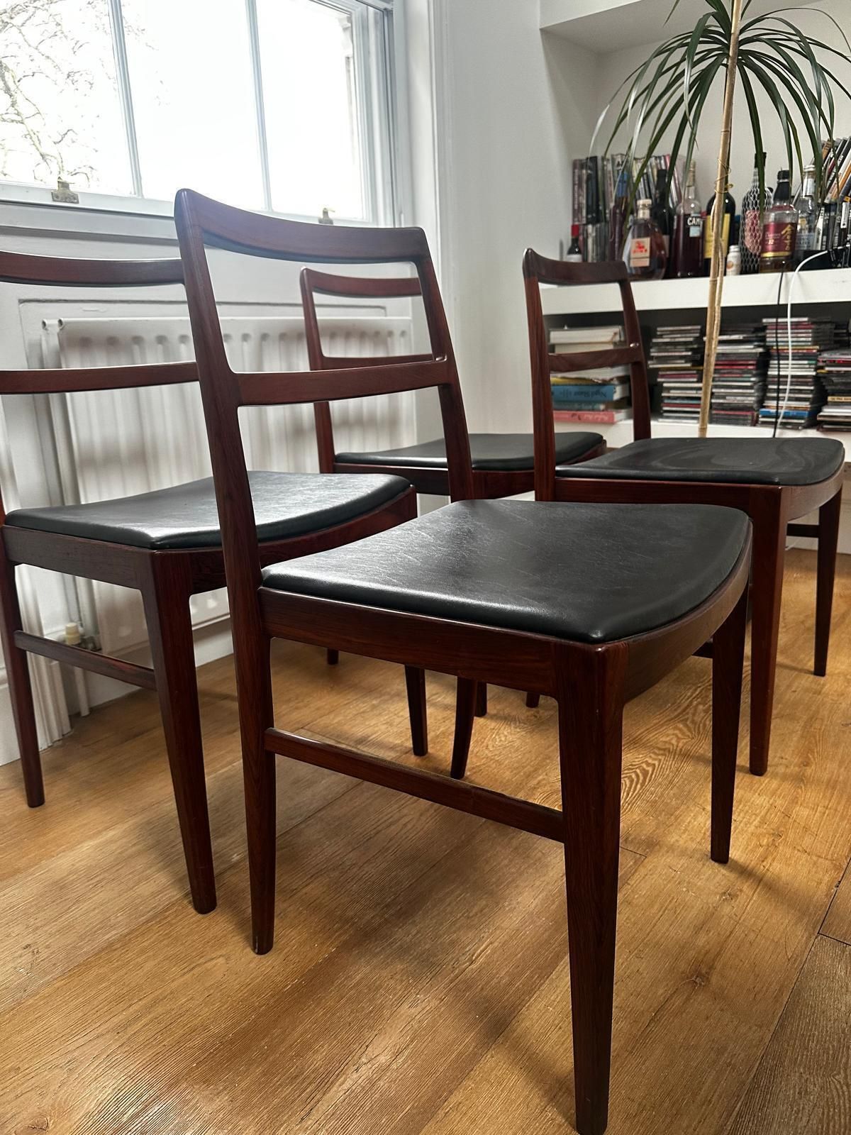 Set Of 4 Solid Rosewood Dining Chairs, Mid Century Scandinavian Style, 1960s photo furniture