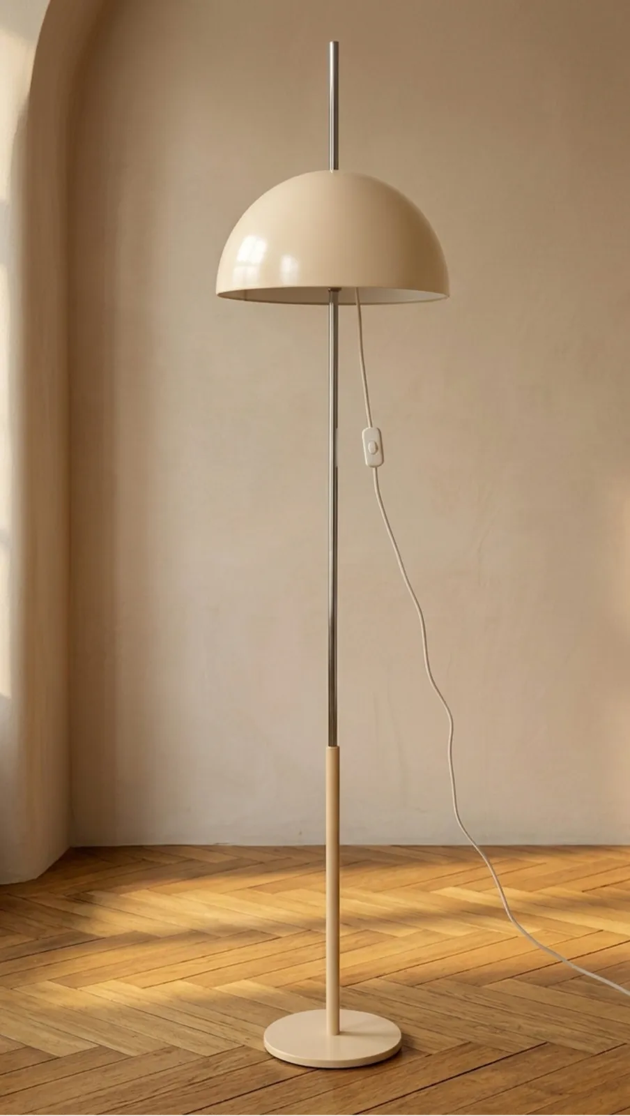 Mushroom Floor Lamp Space Age Metal Napako 1970s Czechoslovakia photo vintage