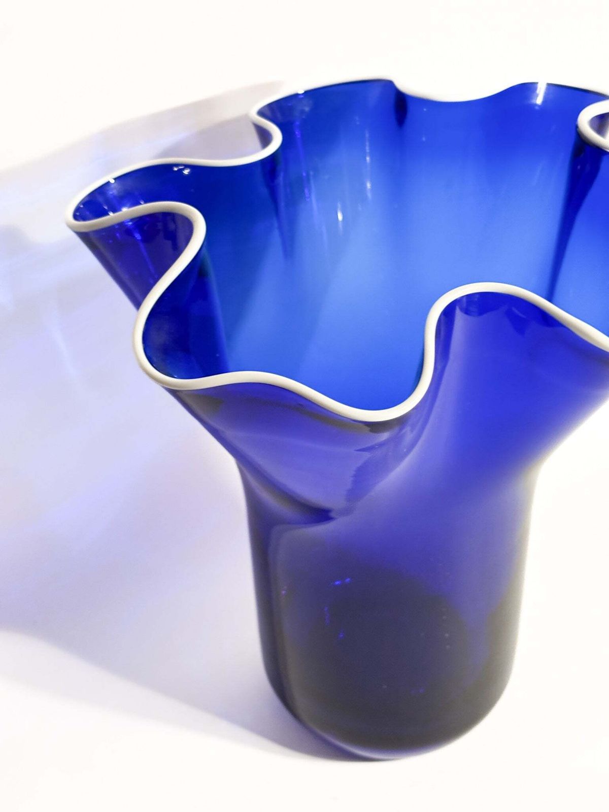 Blue And White Murano Glass Handkerchief Vase From The 1980s photo furniture