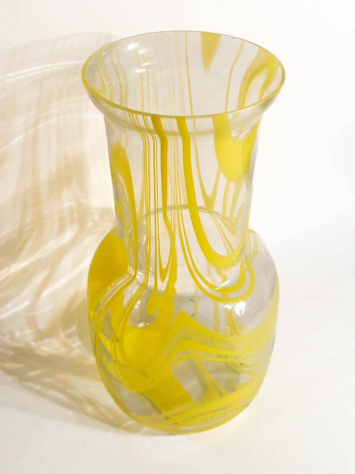 Yellow And Transparent Murano Glass Vase From The 1980s photo for sale