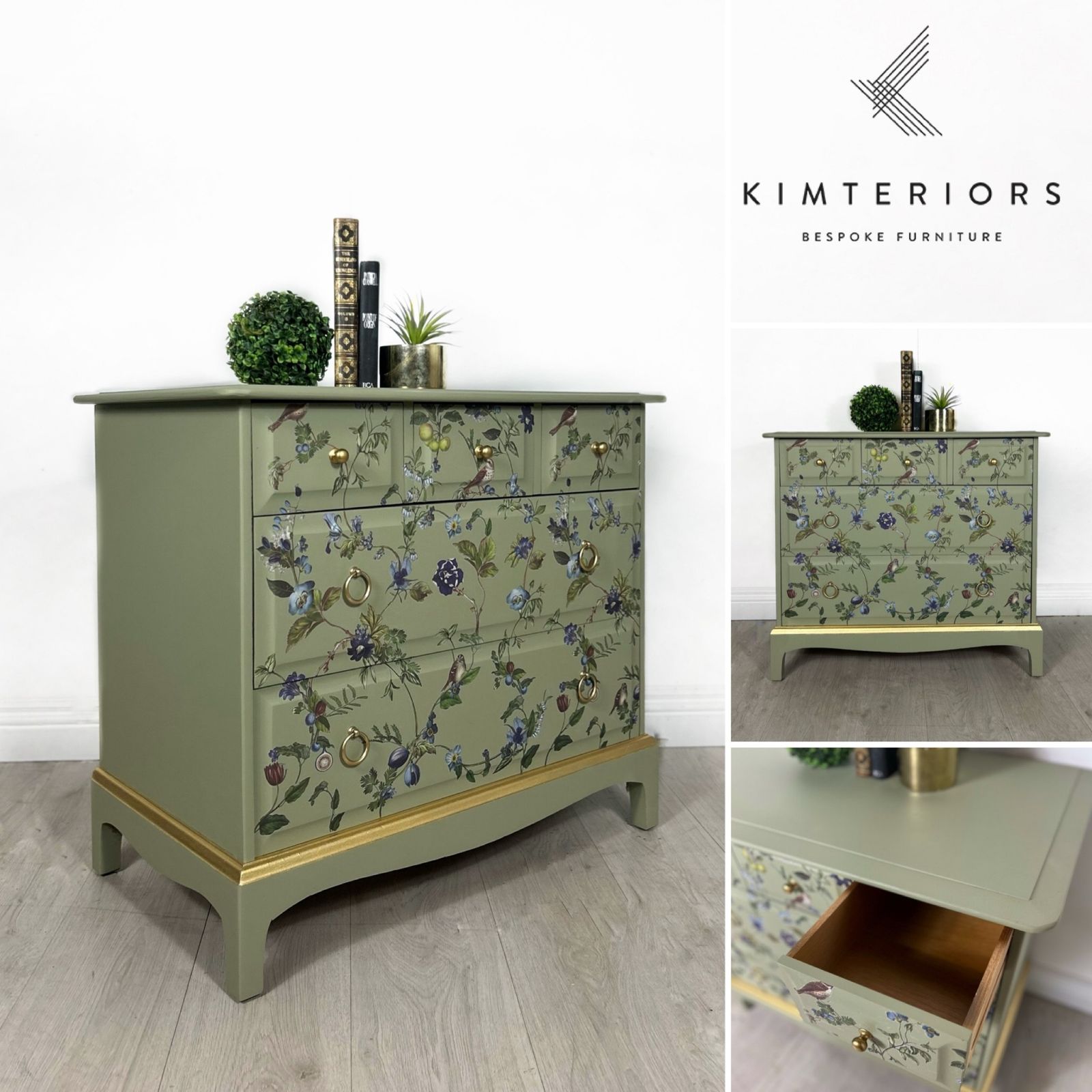 Sage Green Stag Chest Of Drawers | Vintage Stag Furniture Uk