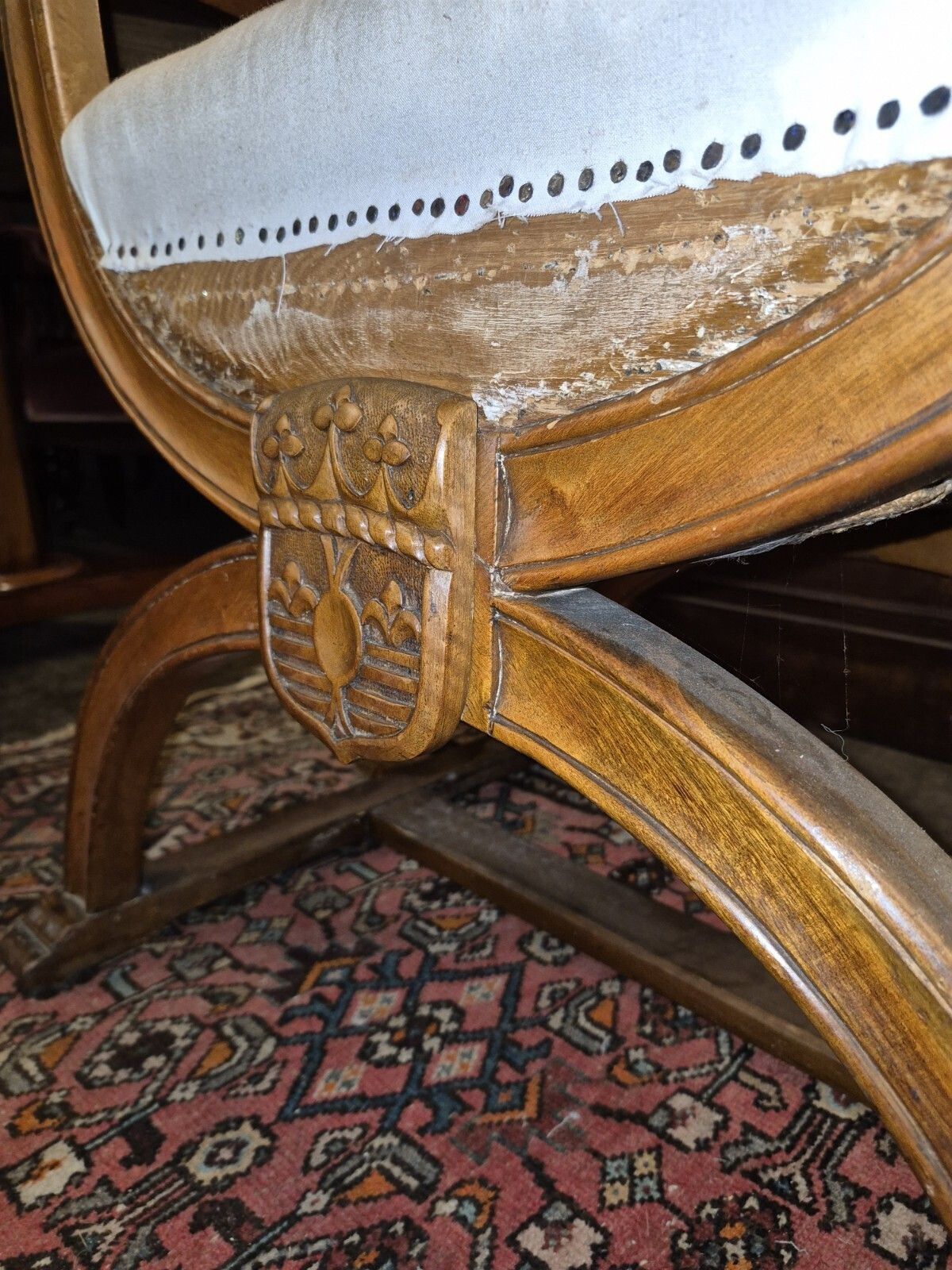 An Epic Sturdy In Calico Iconic X Frame Victorian Armchair In Creamy Satinwood photo Furniture