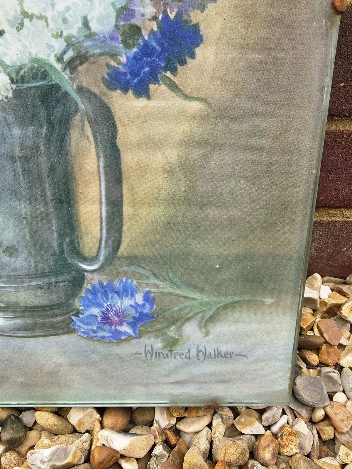 Original Glassfronted Watercolour Of Delphinium Bouquet By Winifred Walker (1882 1965) photo for sale