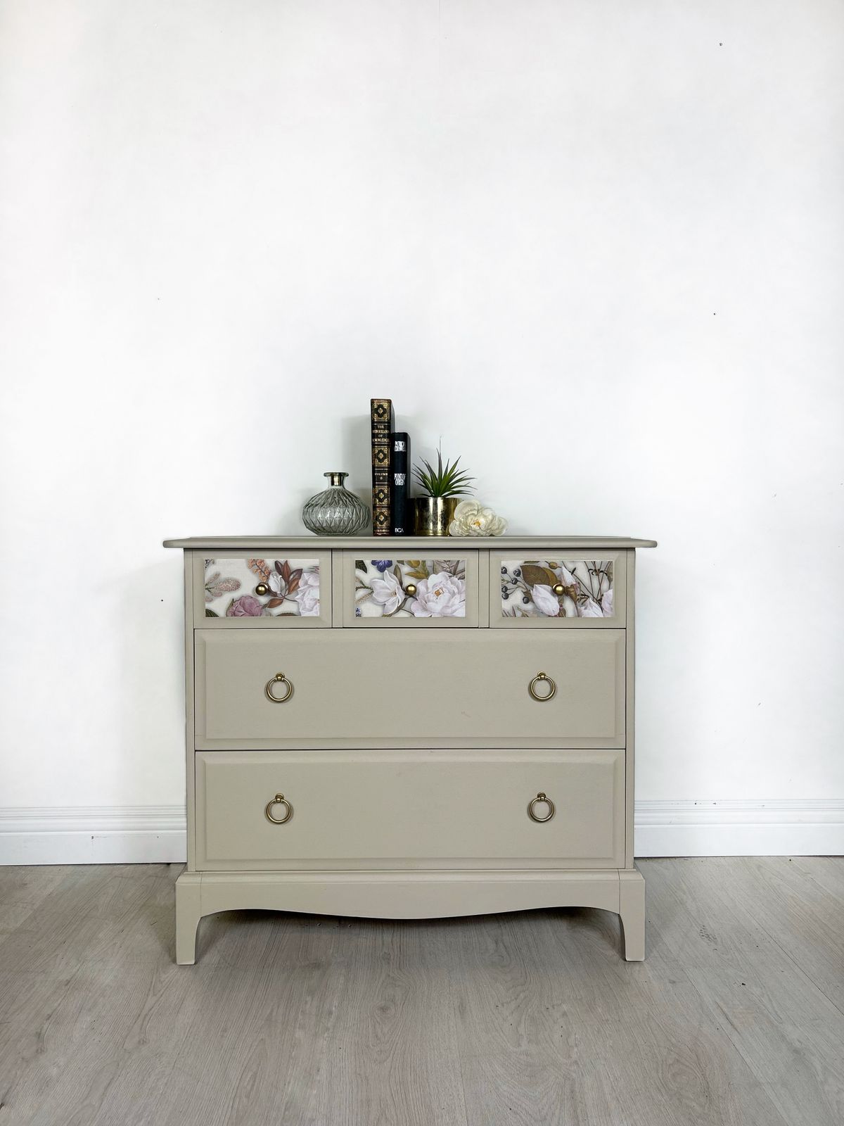 photo for sale Stag Floral Neutral Oversized Bedside Cabinets | Vintage Pair Uk