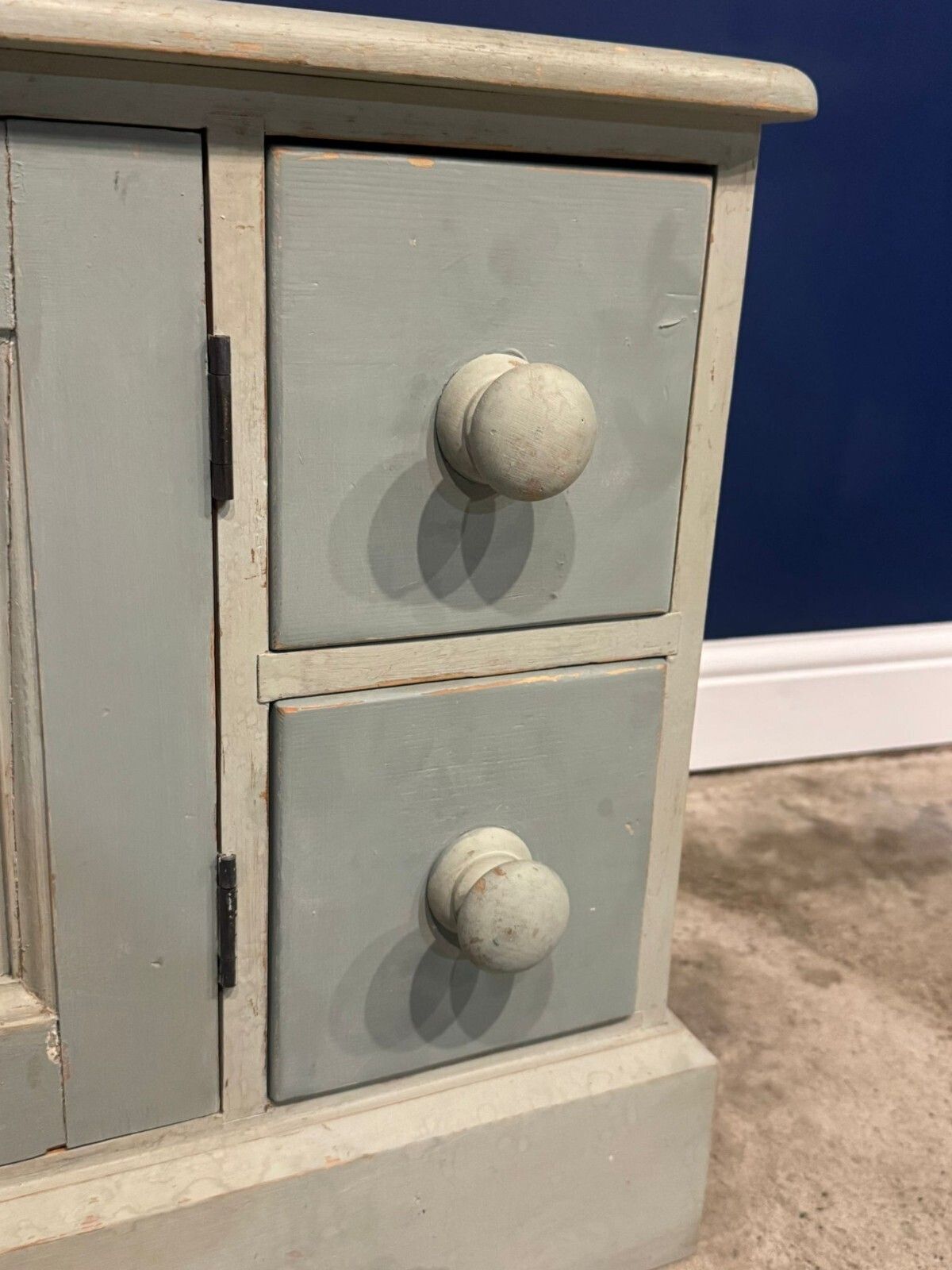 Furniture Vintage Solid Pine Sideboard Shabby Chic Pot Cupboard Record Cabinet Painted photo