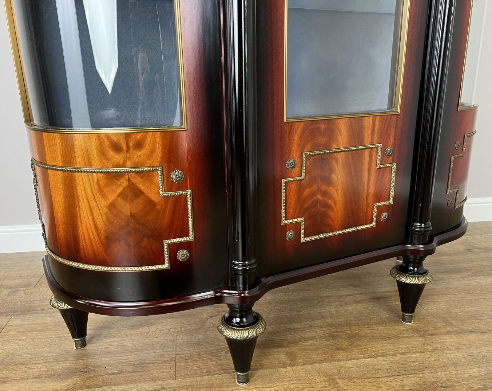 Furniture Cabinet Vintage French Style Empire Display Cabinet Marble Top Glass Lot 4977. photo
