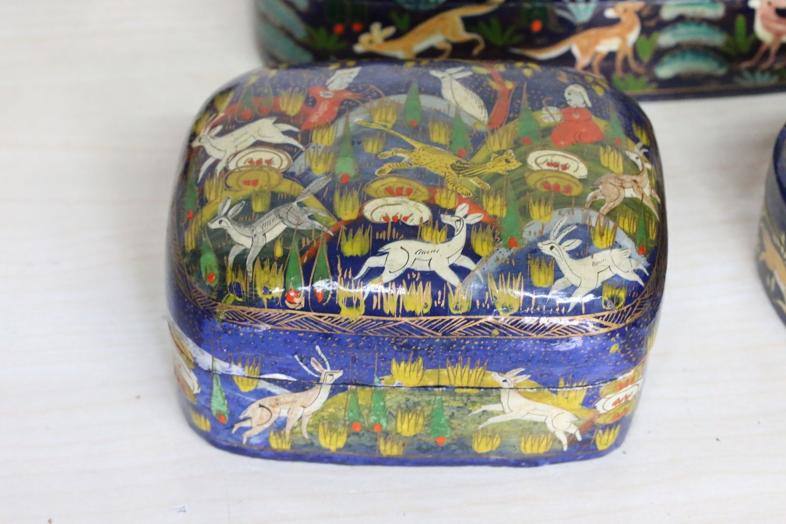 photo buy A Collection Of Highly Decorative Kashmiri Paper Mache Pots 5 In Total Some Antique