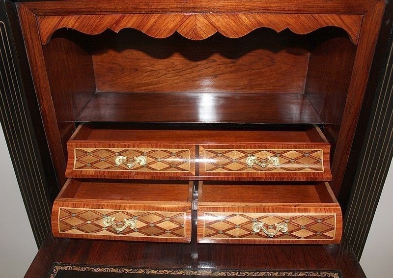 Furniture Napoleon III Secretary In Blackened Wood 19th photo