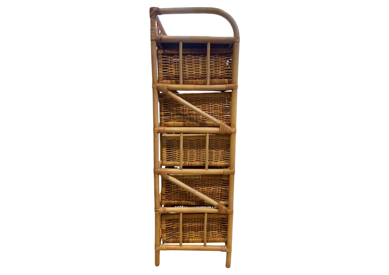 Vintage Jungalow Bamboo And Rattan Tallboy Chest Of Four Drawers 1970s photo buy