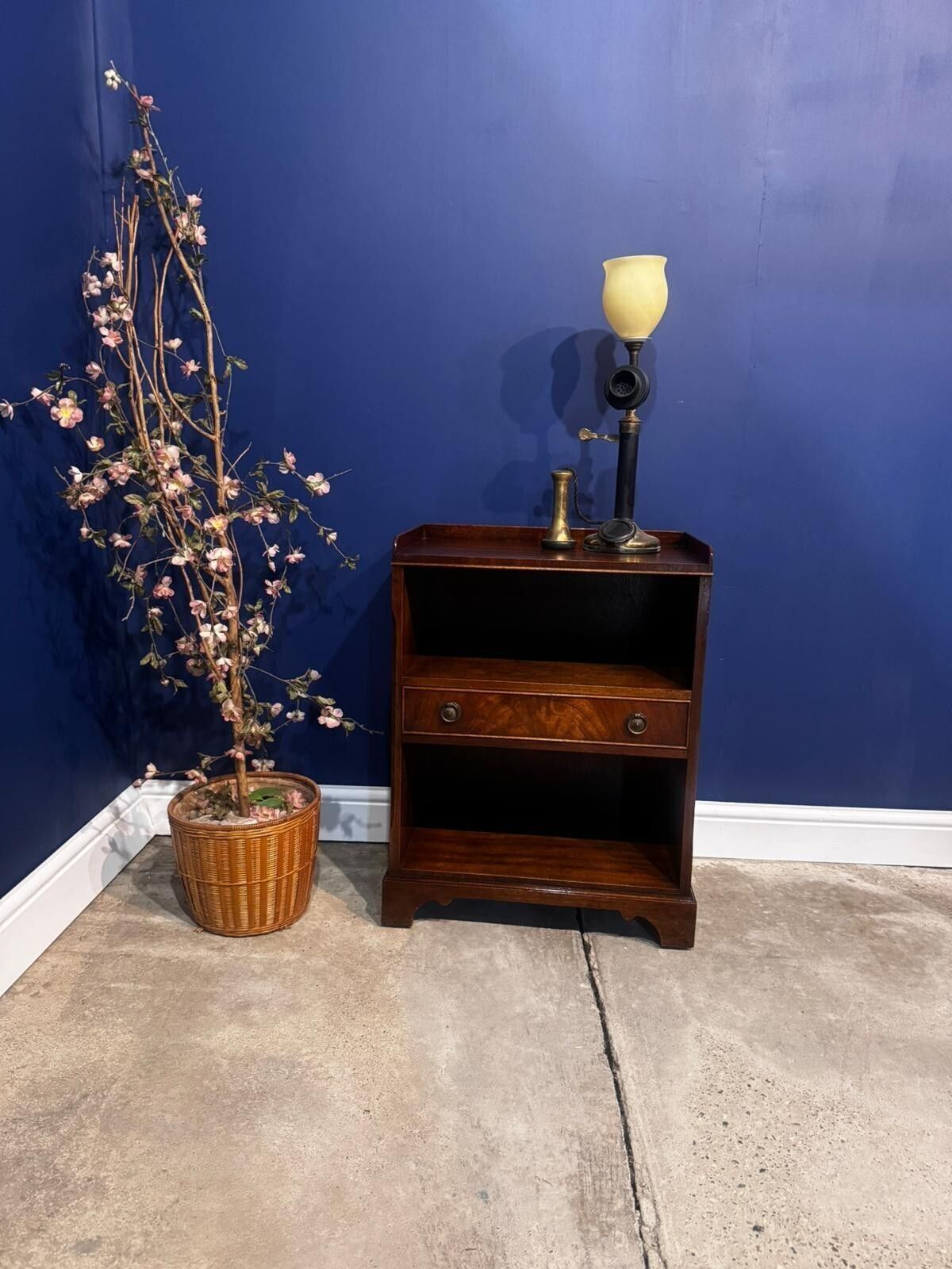 Vintage Mahogany Hall Table Stand Telephone Bedside Cabinet Drawer Reprodux.