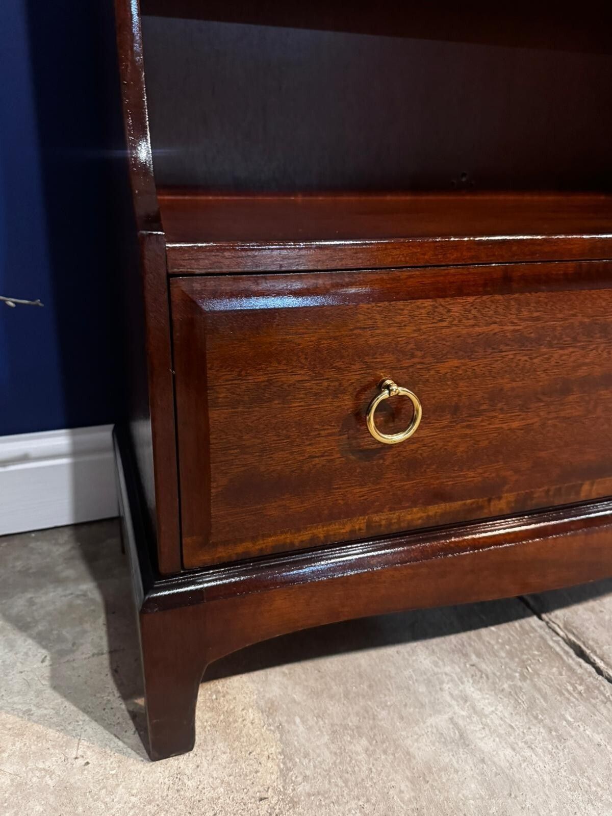 Stag Minstrel Bookcase   Waterfall Shelves   Mahogany 2 Drawer   Retro Vintage B. photo Furniture