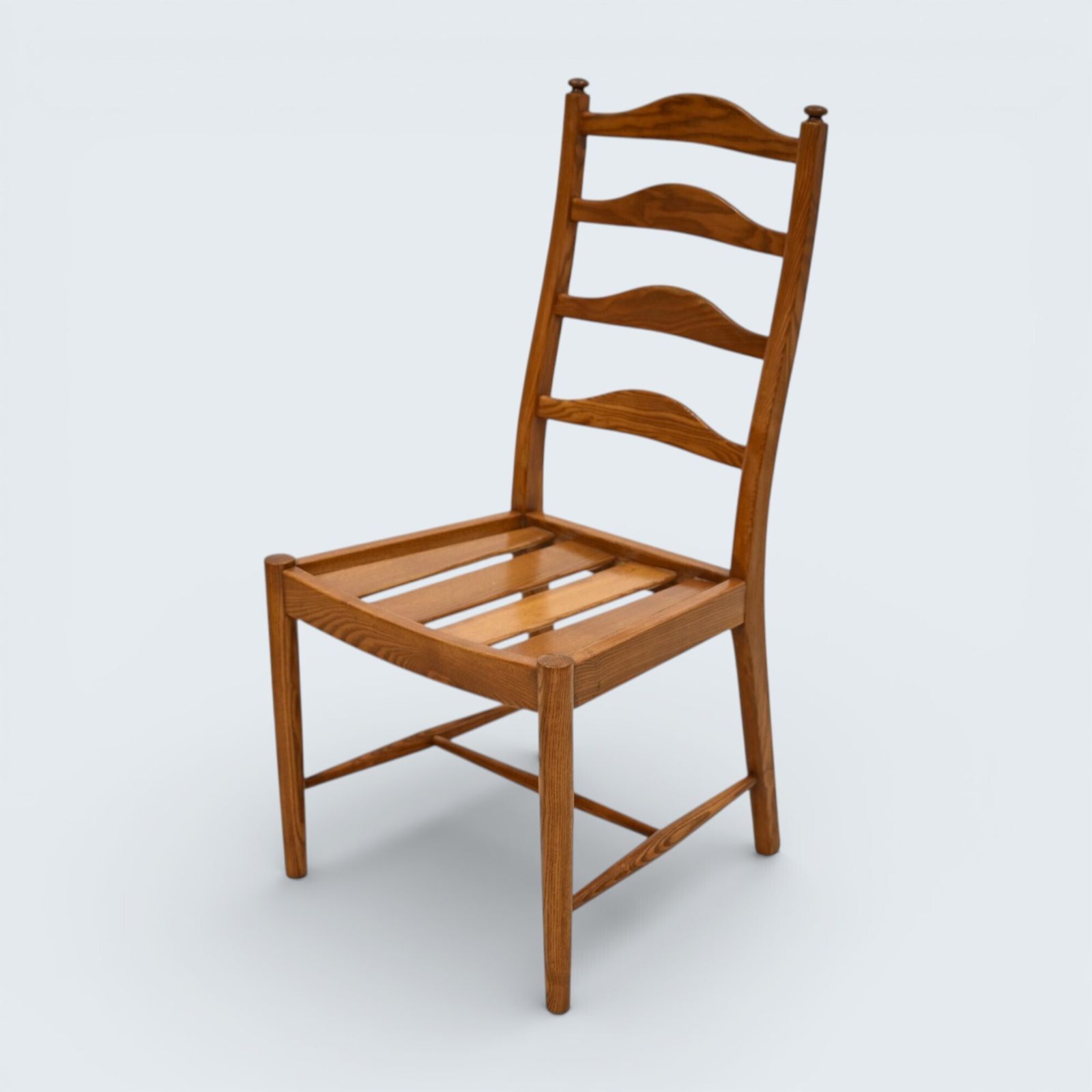 Ercol Set Of 4 Dining Chairs Light Finish Ladderback 1970s Free Uk Delivery* photo vinterior