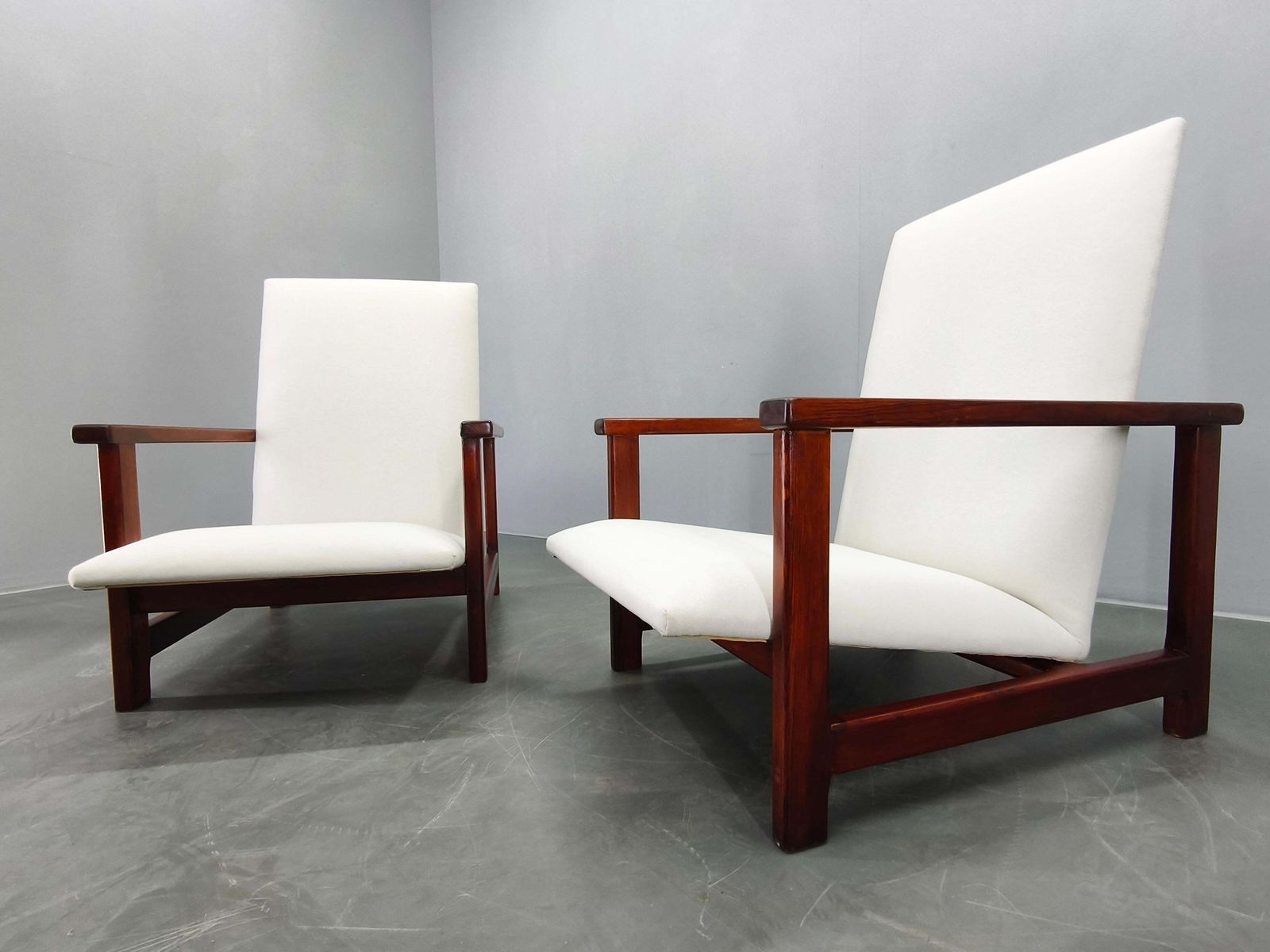 Furniture Pair Of Mid Century Pine Lounge Chairs, Czechoslovakia 1970s photo