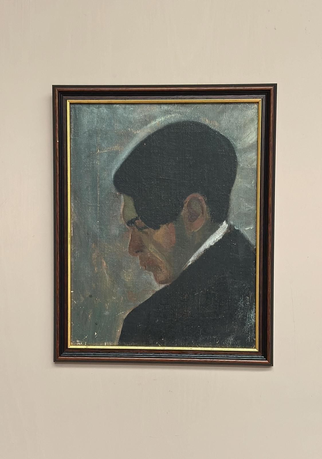 Art Original Mid Century Swedish Oil On Panel – “Weight Of Thoughts” – Vintage & Framed – 32 × 40 Cm (12.6" × 15.7") photo