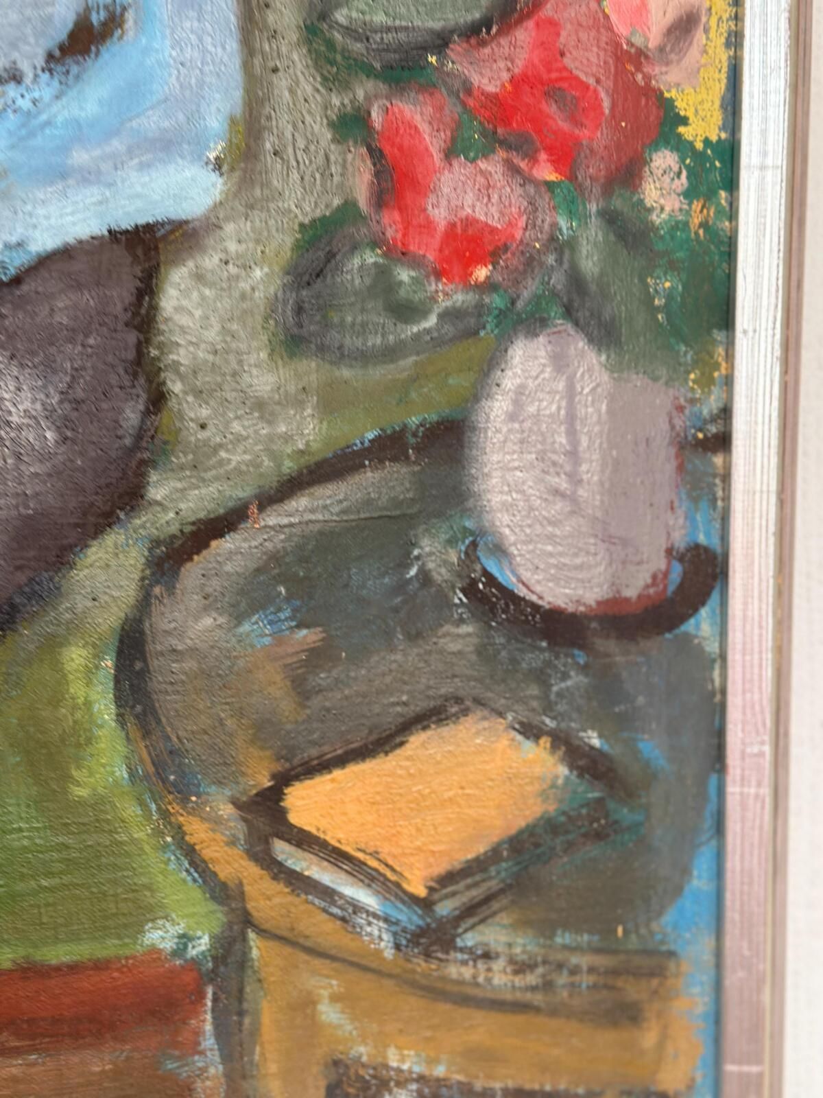 photo for sale Original Oil On Canvas – “Woman Reading Book” By Sven Gillgren – Vintage & Framed – 70 × 59.5 Cm (27.6" × 23.4")