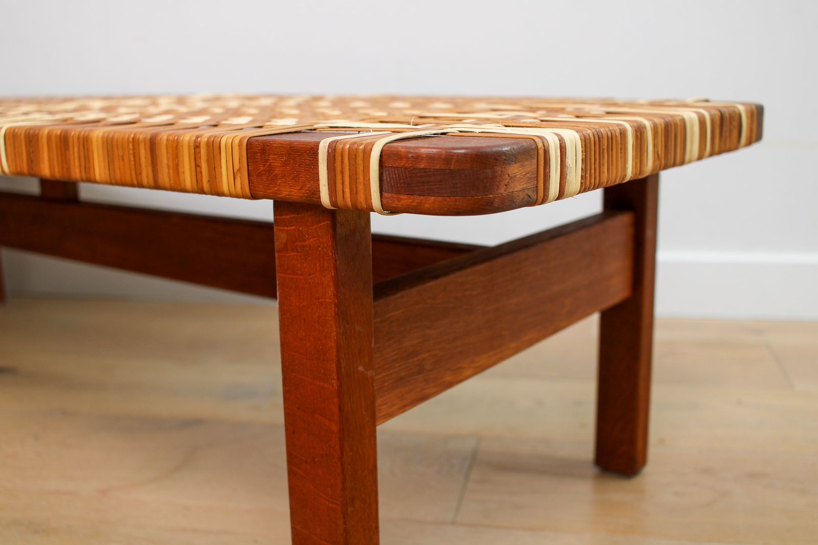 photo for sale A Vintage Mid Century Danish Borge Mogensen 5272 Rattan Coffee Table/Bench