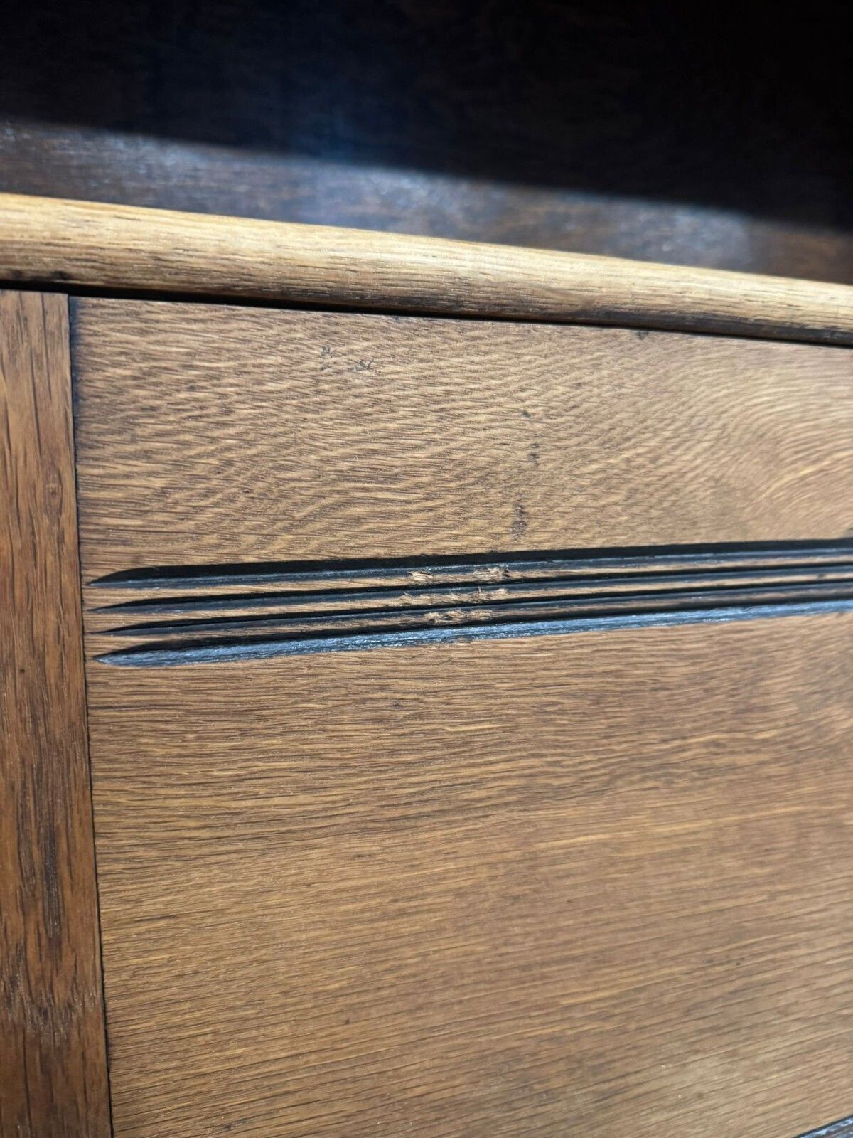 Antique Oak Arts And Crafts Writing Bureau Students Deck Bookshelf Hall photo buy