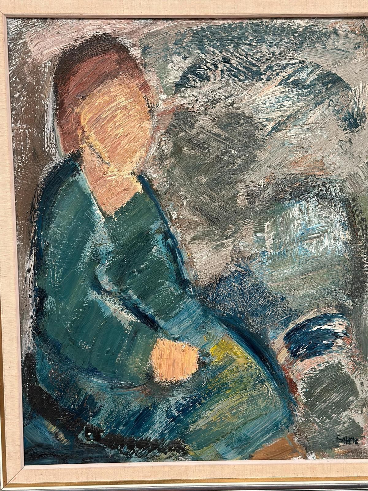 Original Mid Century Swedish Oil On Canvas – “Woman” By Gösta Falck – Vintage & Framed – 71 × 84 Cm (28" × 33.1") photo 615.0
