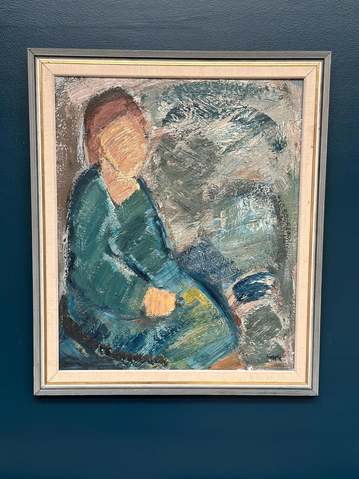 photo vinterior Original Mid Century Swedish Oil On Canvas – “Woman” By Gösta Falck – Vintage & Framed – 71 × 84 Cm (28" × 33.1")