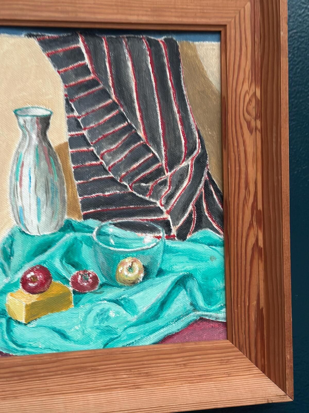 Original Swedish Oil On Panel – “Still Life With Fruits And Vase” By Sune Lindahl – Vintage & Framed – 30 × 35 Cm (11.8" × 13.8") photo vinterior