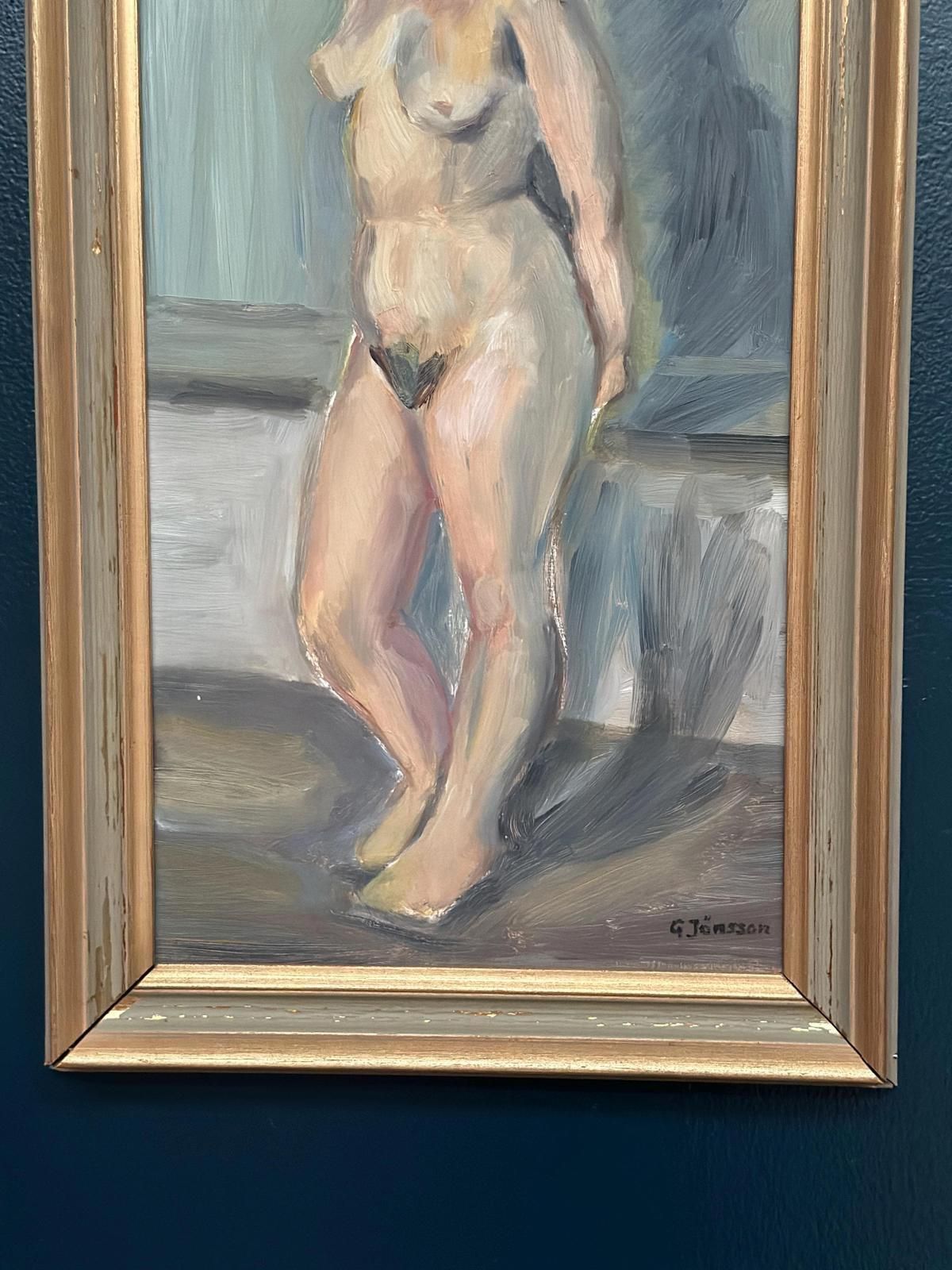 Original Mid Century Swedish Oil On Panel – “Woman” By Gunnar Jonsson – Vitnage & Framed – 53 × 31 Cm (20.9" × 12.2") photo buy