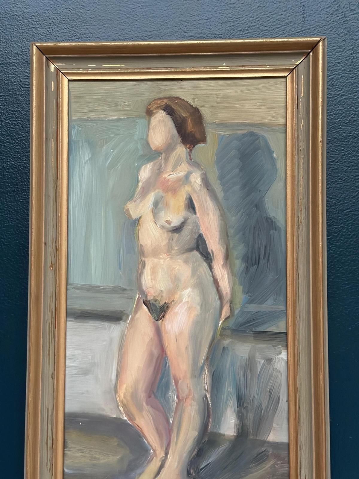 Original Mid Century Swedish Oil On Panel – “Woman” By Gunnar Jonsson – Vitnage & Framed – 53 × 31 Cm (20.9" × 12.2") photo vintage