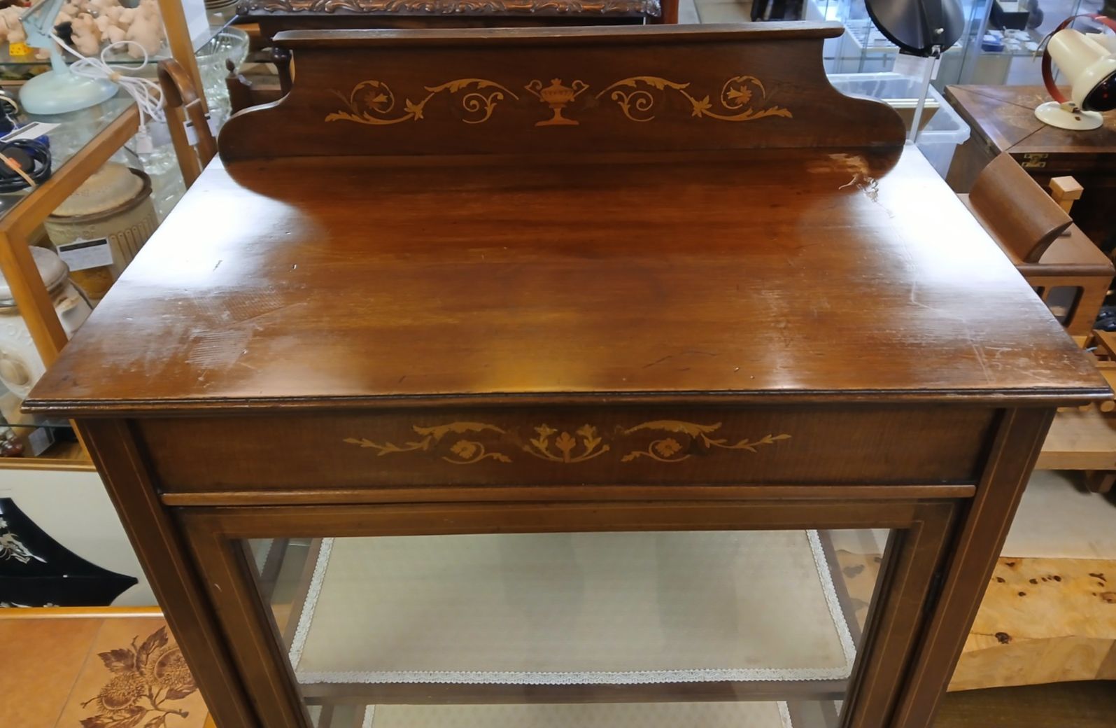 Edwardian Glazed Mahogany With Satin Wood Inlay Display Cabinet photo Furniture