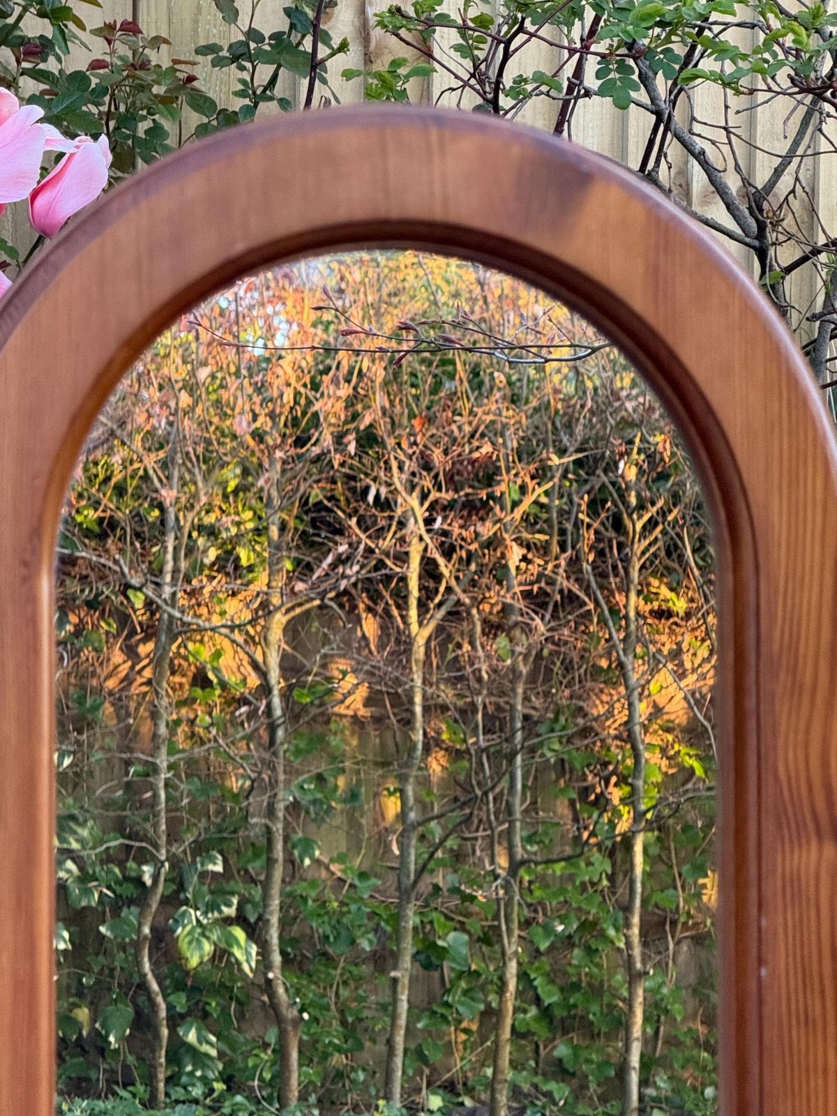 photo for sale Vintage 1980s Quality Pine Dressing Table Mirror With Storage Box Vanity Mirror