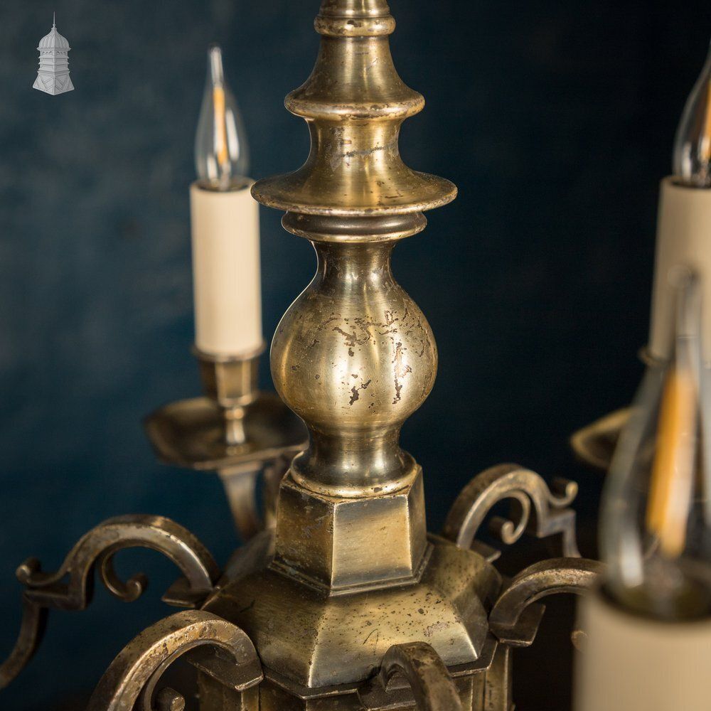Antique Brass Six Light Candle Chandelier photo vinterior