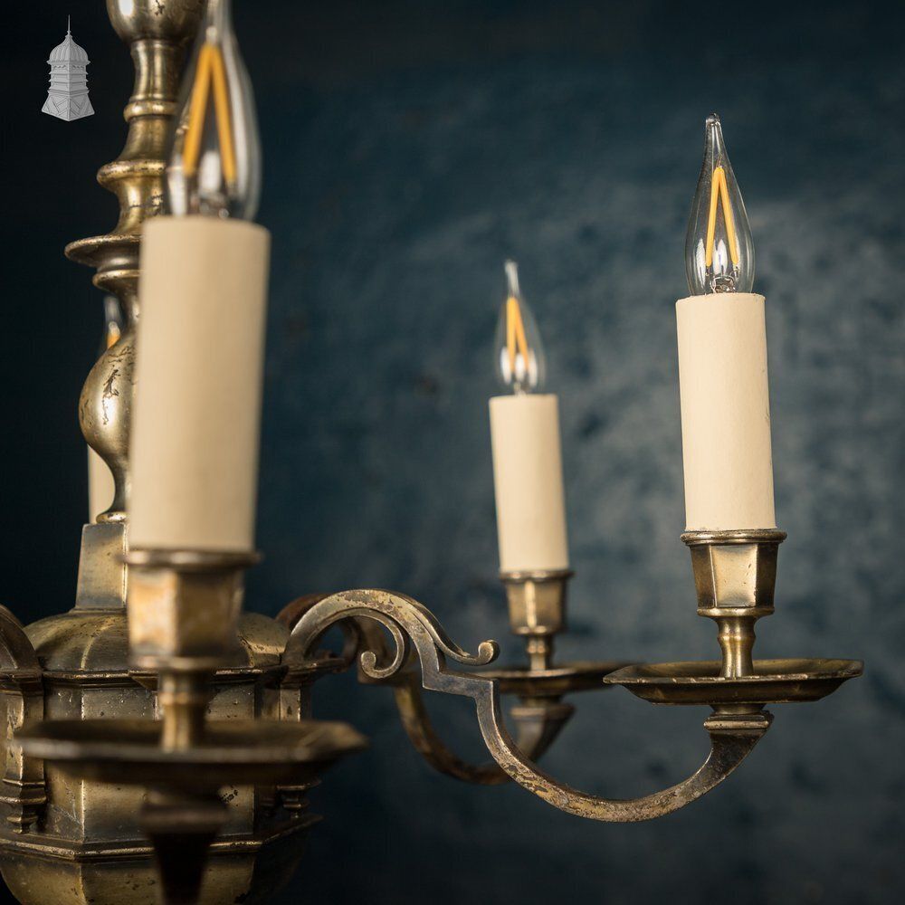 Antique Brass Six Light Candle Chandelier photo buy