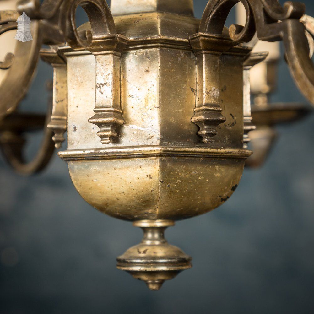 photo furniture Antique Brass Six Light Candle Chandelier