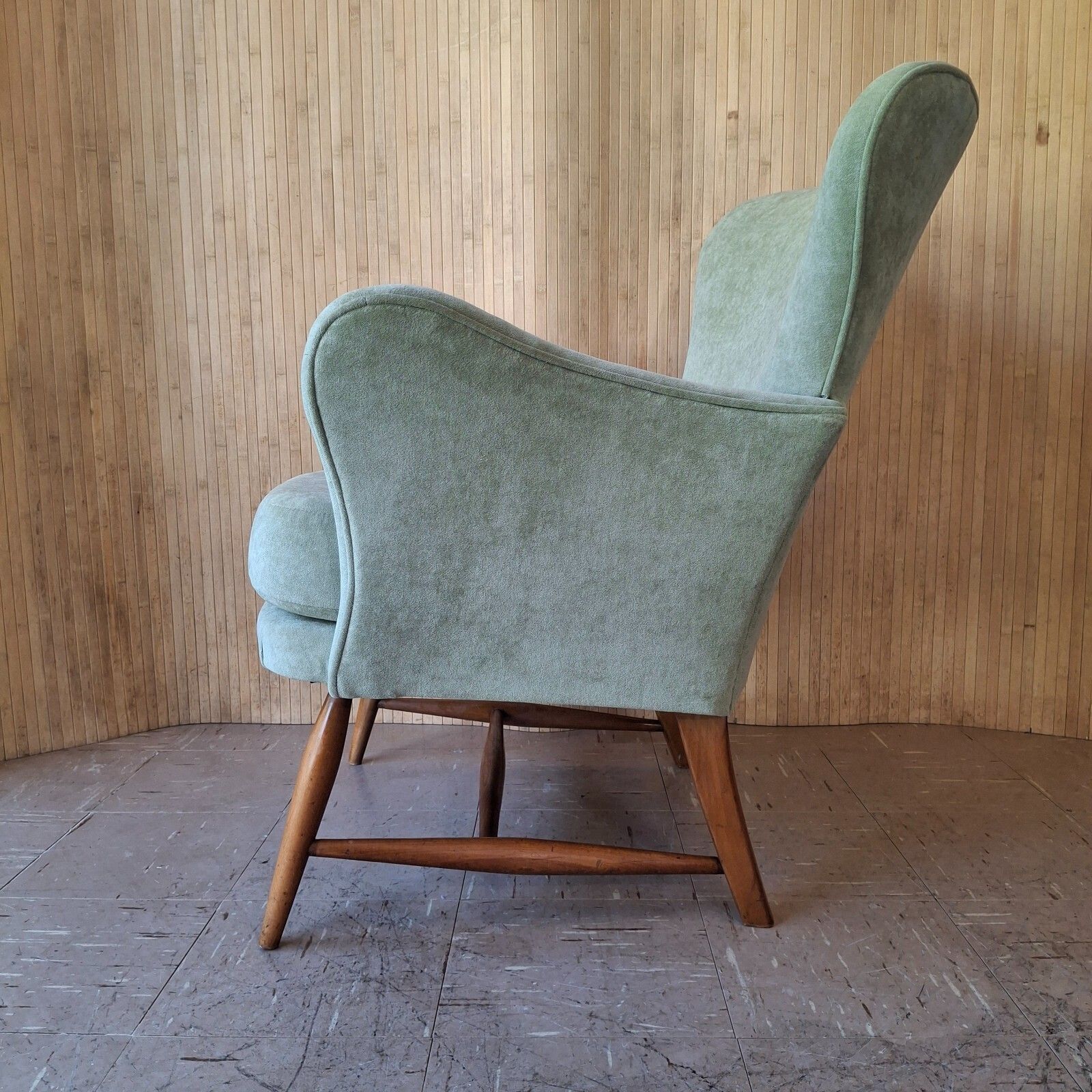 Furniture Fab Mid Century Modern 1950s Ercol 236 Armchair Light Green Chenille photo