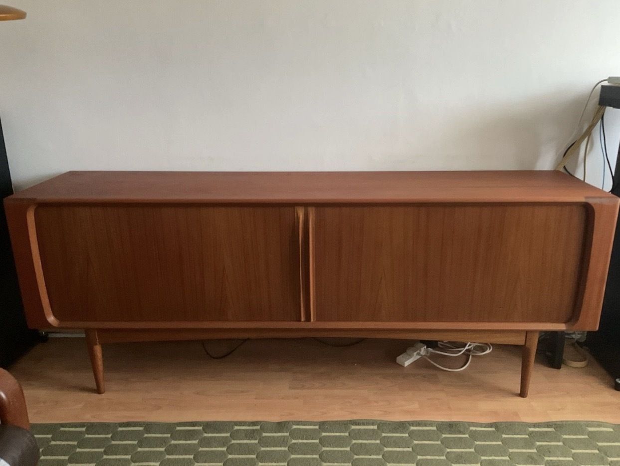 photo vinterior Danish Teak Tambour Door Sideboard By Bernhard Pedersen & Son Model 142