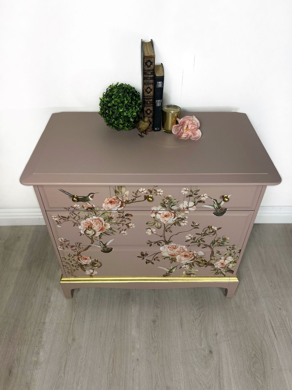 850.0 Stag Pink Blossom Tweet Oversized Bedside Cabinets | Vintage Pair photo