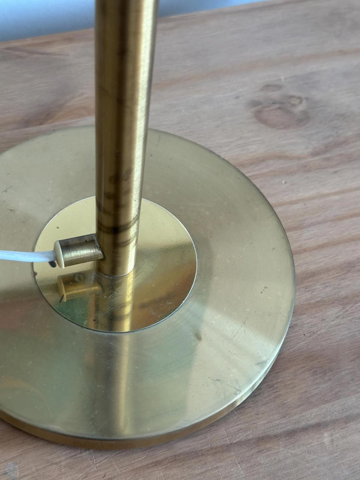 photo furniture Pair Of Mid Century Style Swedish Brass Lamps By Konsethantverk