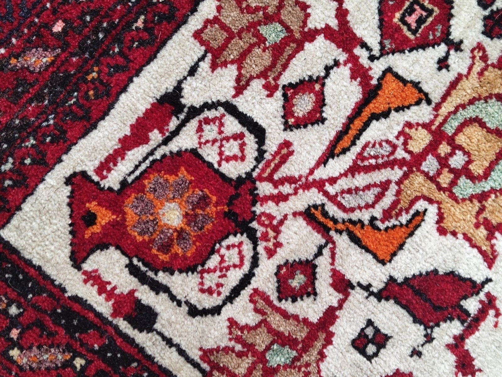 1960s Vintage Middle Eastern Hand Knotted Hand Dyed Tribal Rug 200cm X 96cm photo buy