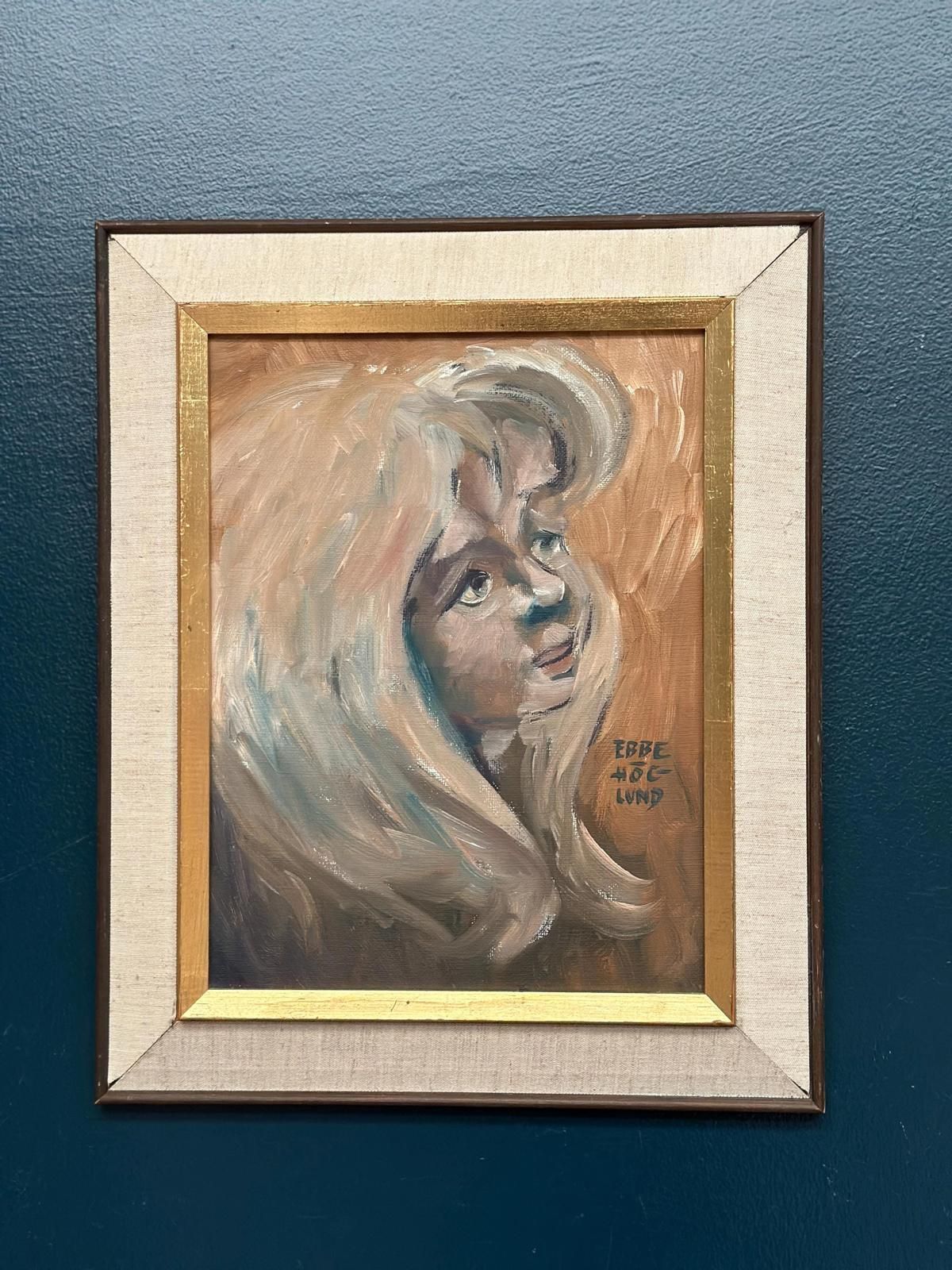 Original Swedish Oil On Canvas – “Girl” By Ebbe Höglund – Signed & Framed – 37 × 45 Cm (14.6" × 17.7")