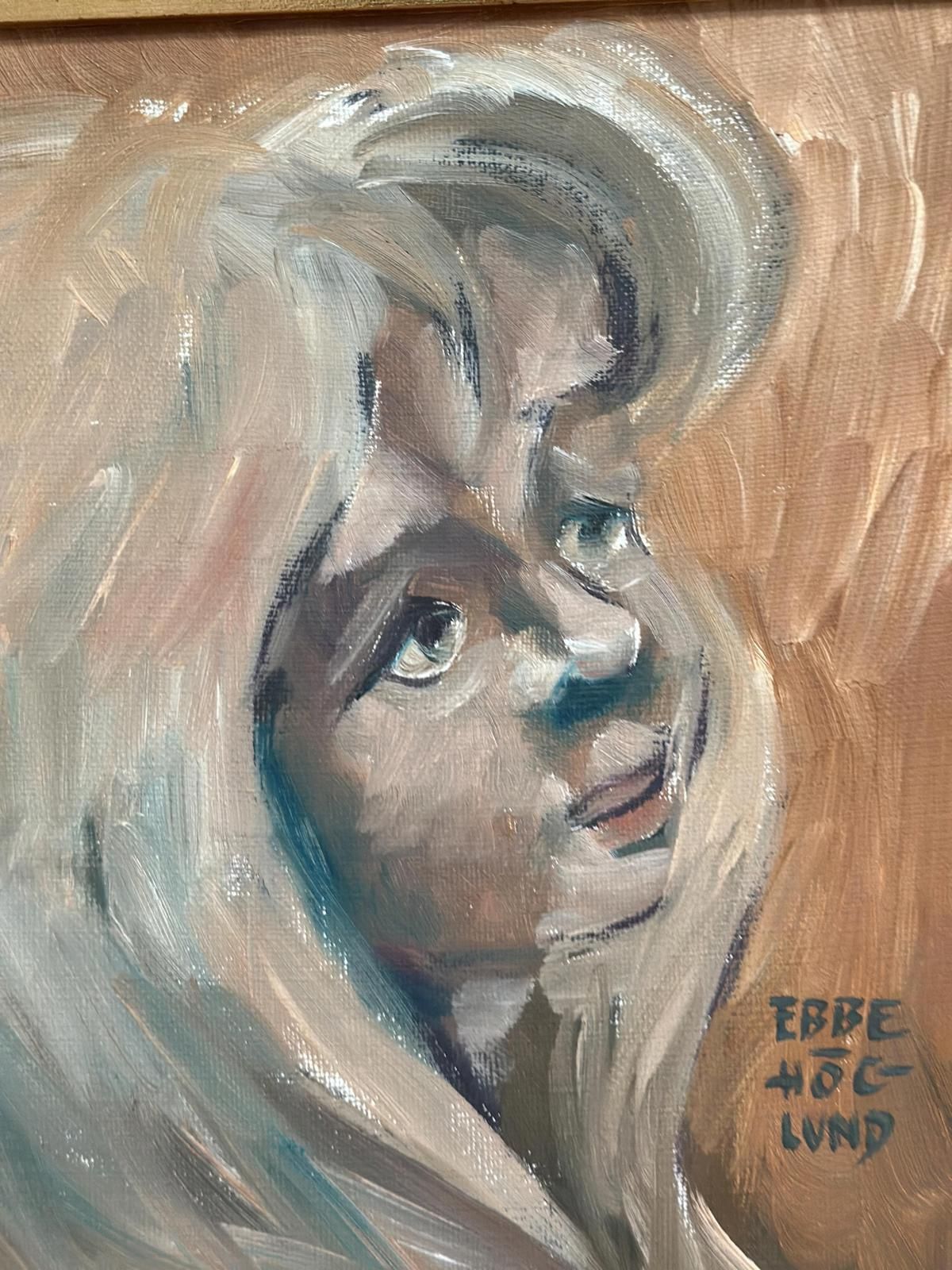 Original Swedish Oil On Canvas – “Girl” By Ebbe Höglund – Signed & Framed – 37 × 45 Cm (14.6" × 17.7") photo buy